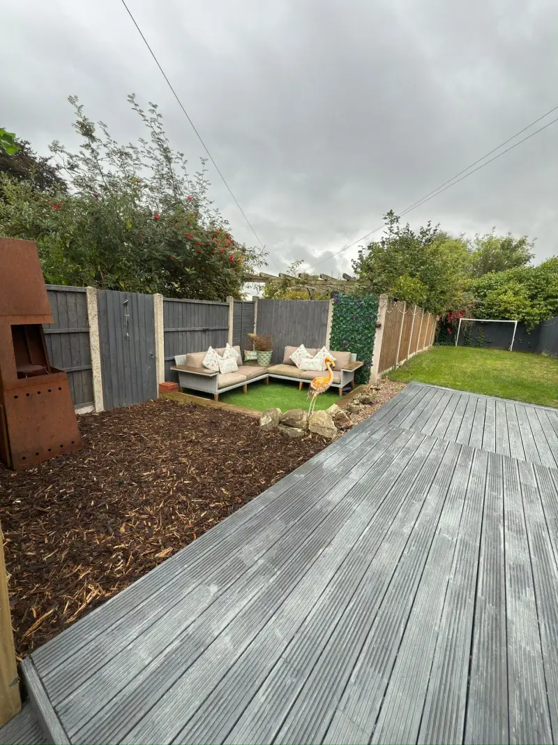Garden decking at the Shropshire Retreat house, Telford